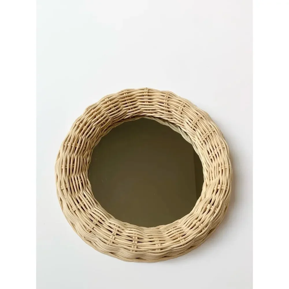 Studio Decor Woven Round Wall Mirror - Natural Tan